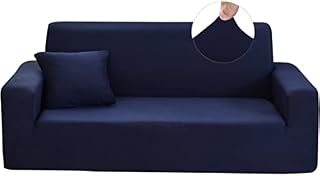 Sofa Covers 2 Seater Elastic Fabric Slipcovers Stretch Couch Slip Cover Plush Protector for Kids Pets Living Room Blue