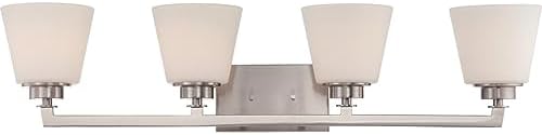 Nuvo 60/5454 Four Light Vanity, 4Lt, Satin White Glass Brushed Nickel