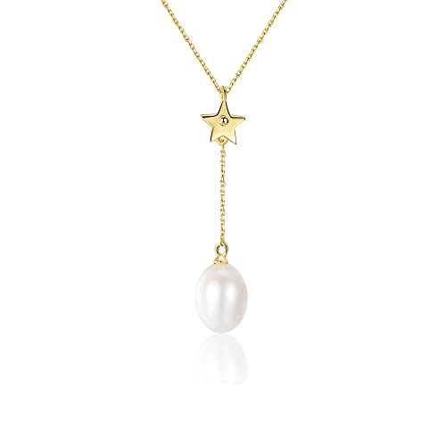 Collier en argent sterling pour femmes, perle fine et pendentif pentagramme d'exception