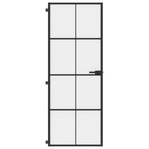 Vidaxl Porta Interni Sottile Nera 76X201,5Cm Vetro Temperato Alluminio - 8