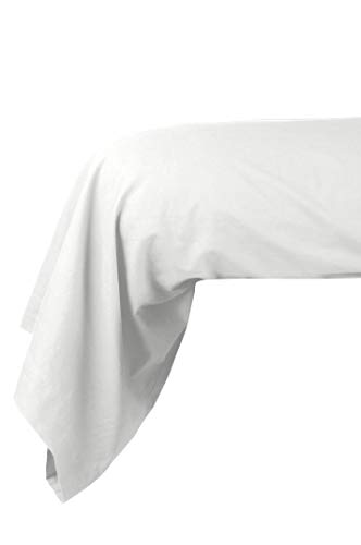 LOVELY CASA - Taie Traversin - Modèle Cottage - Blanc - 45x185 cm - 100% Coton