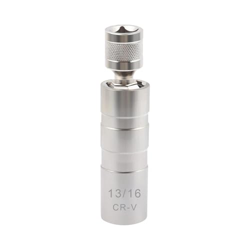 Qixiang CB 13/16 Spark Plug Socket Set Thin Walled Magnetic Spark Plug Socket Car Accessories Universal Joint 3/8 Drive 12 Point Swivel Socket Removal Tool (13/16inch)