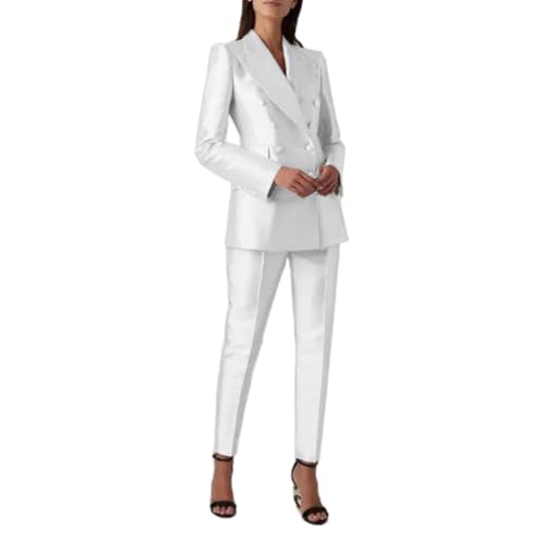 TIANMEI Womens Satin Tuxedo 2 Piece Casual Dressy Outfits Double Breasted Suits for Women Luxury Jacket Pant Womens' Suit Set