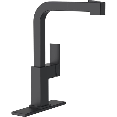 APPASO Square Kitchen Faucet Black, S304 Stainless Steel Modern Sink Faucets with Pull Out Sprayer 2...