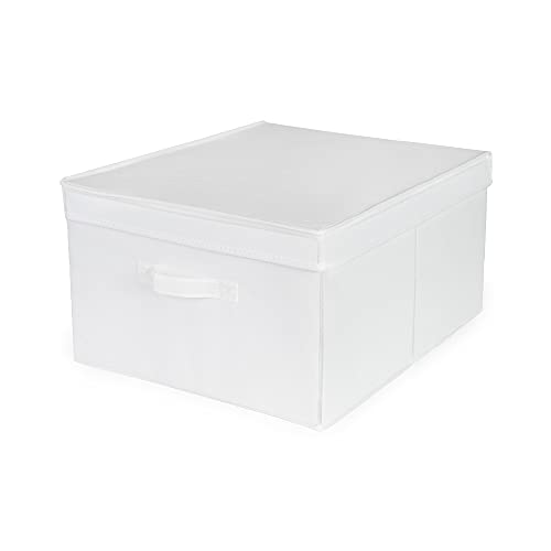 Compactor RAN10902 - Caja de Almacenamiento Plegable con Tapa, Polipropileno no Tejido y cartón, 40 x 50 x 25 cm, Color Blanco