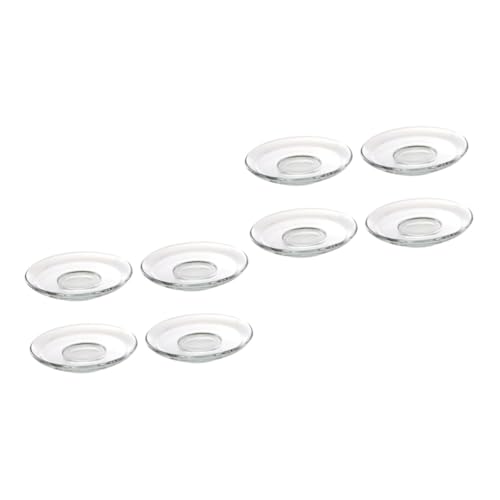 ABOOFAN 8 Pcs Glass Saucer Clear Glass Plates Saucers Teacup Saucers Transparent Glass Plates Decorative Tea Saucers Round Coffee Plate Household Tea Glass Plates Round Glass Plates