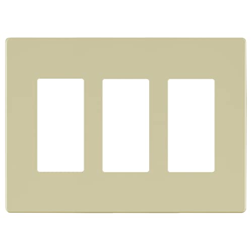 Image of LIDER Decorator Switch Cover, Screwless Wall Plate, Mid-Size 3-Gang 4.88 inch x 6.77 inch, LSWP-33M-I, UL Listed, Thermoplastic, Matte Ivory, 1-Pack
