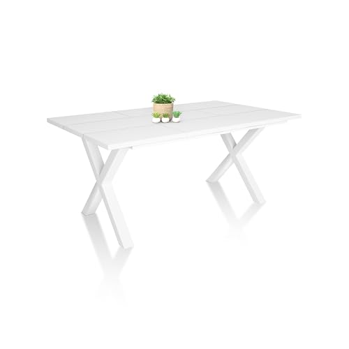 duehome | Oana, Mesa de Comedor Fija, Mesa Cocina, Mesa Salon, Acabado en Blanco, Medidas: 167 cm (Largo) x 90 cm (Ancho) x 75 cm (Alto)