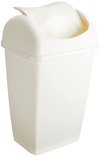 Cubo de basura con tapa abatible de plástico blanco antiolores 3