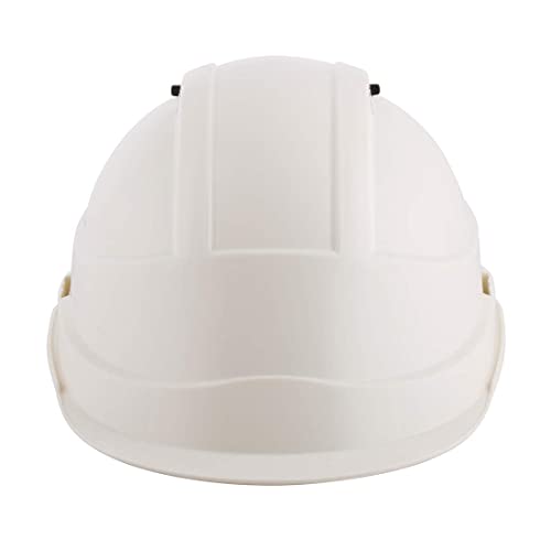 Image of Hardware Store Safety Helmet for Men | is:2925:1984 Certified Construction Helmet | Ratchet Adjustment with Chin Strap | Industrial Work Helmet with Side Slot for Attachments - White