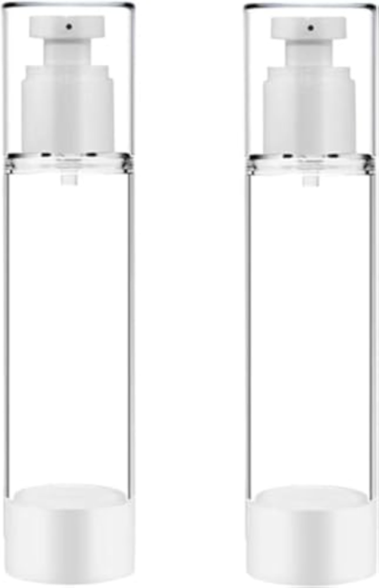 50ML Airless Pump Bottle Clear Cosmetic Cream Dispenser Pack of 2