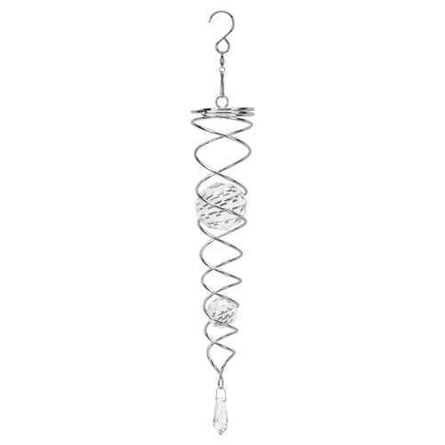 Molino de viento giratorio de cristal transparente, carillón de viento para exteriores, para colgar en el jardín, balcón, decoración de ventana, espiral, reflectante, repelente de pájaros