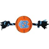 Pets First NCAA North Carolina Tar Heels Basketball Rope Toy for Dogs & Cats. Tough Nylon, Sporty Basketball Design, Heavy-Duty Ropes with Inner Squeaker
