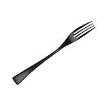 TOVINANNA Tenedor de Mesa Negro de Acero Inoxidable para Cena, Vajilla Occidental, Tenedor para Servir Comida, Adecuado para Hogar, Oficina y Restaurante, Utensilio Duradero y Elegante