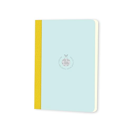 Image of flexbook Smartbook Notebook Ruled Light Blue /Green | Medium | 13x21cm - A5 (Minus) | 160 pages | 70gsm Fabriano Ivory Paper | Colorful Eco Paper Cover | with Yellow linen spine