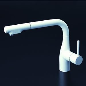 KVK シングルシャワー付混合栓(eレバー)マットホワイト KM6101ECM4