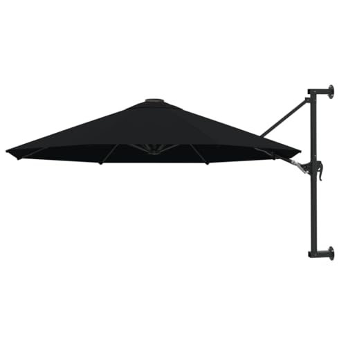 vidaXL Sombrilla de Pared con Palo de Metal, Parasol Toldo, Refugio Solar, Paraguas para Playa Jardín Patio Exterior, Negro 300 cm