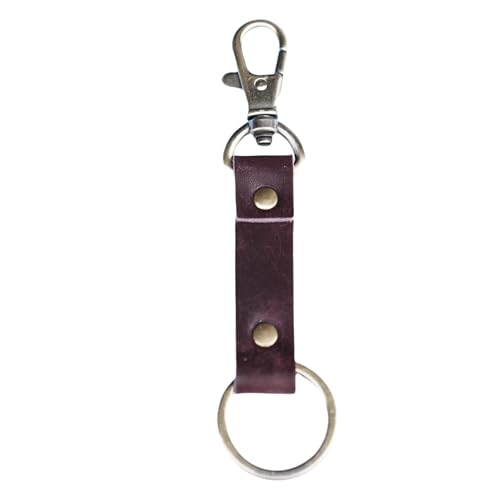 Image of JJNUSA Genuine Leather Keychain Walnut Leather Key Holder Mens Belt Key Chain Ring Fob