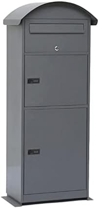 WXJ Large Freestanding Floor Parcel Lockable Drop Slot Mail Box, Multi-Chambered Package Delivery Parcel Mail Drop Box for Porch with Combination Lock, Black