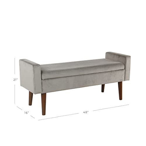 Image of HomePop Velvet 48 inch Storage Ottoman Bench - Gray