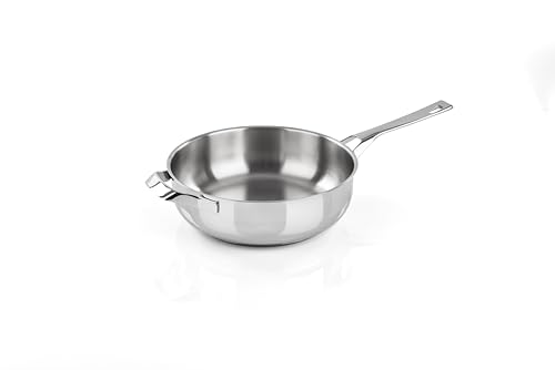 My Pot Tegame Manico e Maniglia Ø24cm Acciaio Capacità 2.7lt Triplo fondo adatto anche per Made in Italy induzione lungo inox