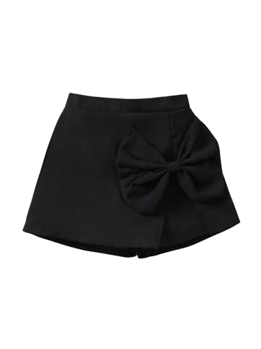 Image of BEAUDRM Girl's Elastic Waist Bow Front Trousers Split Straight Leg Cute Skort