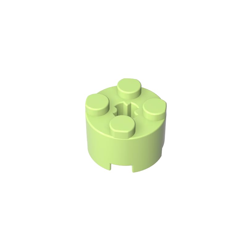 6143 Brick Round 2X2 with Axle Hole 50 Pieces High-Precision MOC Building Bricks Replacement Parts Compatible with Lego bricks GDS-607 Yellowish Green