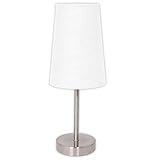 LightAccents Brushed Nickel Table Lamp with Fabric Shade (White)