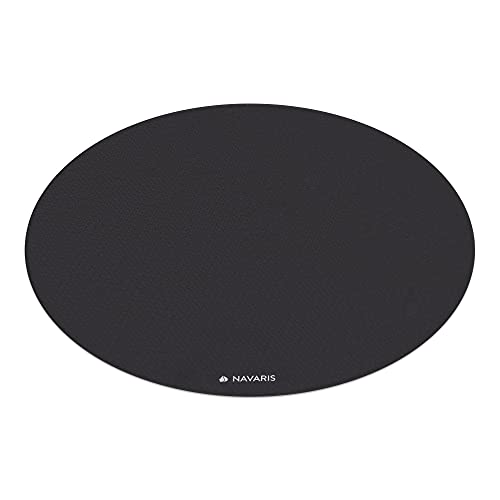 Navaris Round Yoga Mat - 47' Diameter Circular Exercise Mat 1/4' Thick - Non-Slip Mat for Cardio, Workout, Fitness, Tai Chi, Meditation - Size Small Black