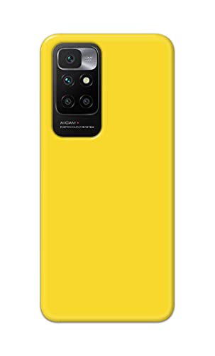 Image of Printed Hard Back Cover Case for Mi Redmi 10 Prime Back Cover (Plain Yellow) -1803