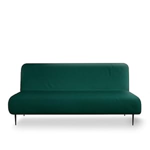 LANE LINEN Futon Couch Bed Cover – Soft Stretchable Couch Cover, Textured Fabric Sofa Protector, Easy to Use Mattress Cover with Elastic Bottom, Machine Washable – Dark Green