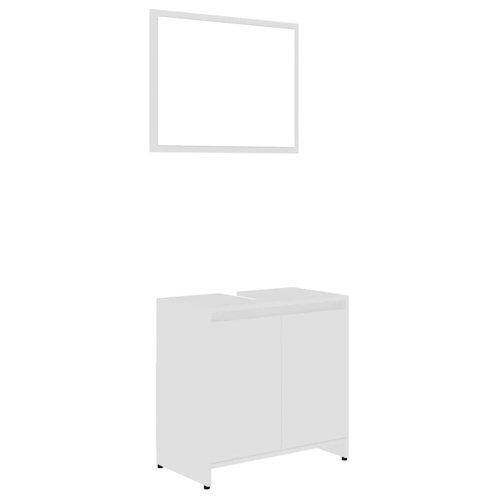 Lot de 4 meubles de salle de bain en bois blanc avec armoire haute, meuble