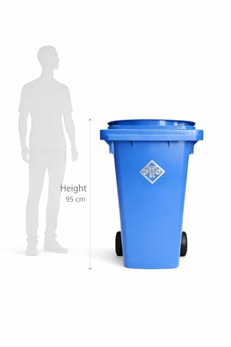 Image of OTTO Plastic Manual-Lift Garbage Waste Dustbin with Wheels 120 Ltr Blue