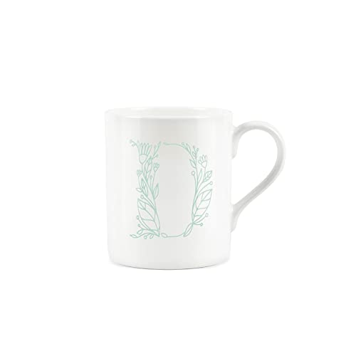 Purely Home Floral Green Letter D Mug - Fine Bone China Small Coffee Tea Mug Present Personalised Initial Gift - Image 2