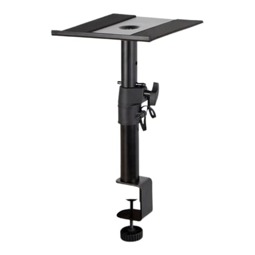 Deevoka スタジオモニタースタンド 高さ調節可能 スピーカーブラケット ホームオーディオアクセサリー スピーカーホルダー 音楽スタジオ用スピーカースタンド, With C Clamp