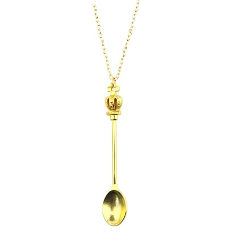 Crown Spoon Necklace Tiny Tea Spoons Shape Pendant Necklace 4 Colors Jewelry For Women Charm Gift ﻿-A68