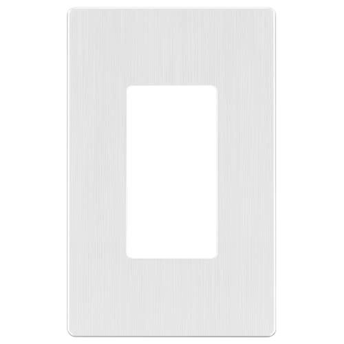 Image of LIDER Decorator Switch Cover, Screwless Wall Plate, Mid-Size 1-Gang 4.88 inch x 3.11 inch, LSWP-31M-BW, UL Listed, Thermoplastic, Brushed White, 1-Pack