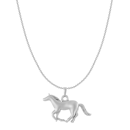 Pendentif chaîne de cheval médaillon de force en argent pur pour femme