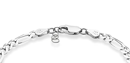 Miabella SSI007693 Solid 925 Sterling Silver Italian 5Mm Diamond-Cut Figaro Chain Bracelet thumb #1