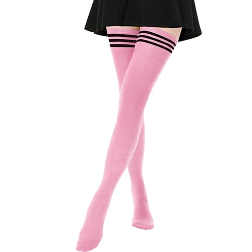 Image of DRESHOW Extra Long High Thigh Socks Striped Over Knee Thin Tights Long Stocking