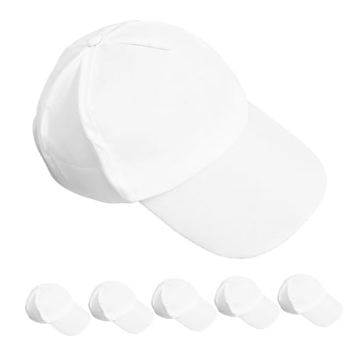 CLISPEED 6pcs Baseball Cap Blank Sun Hat for Boys Creative DIY Painting Lightweight Breathable for Outdoor Activities School Trips and Summer Crafts White
