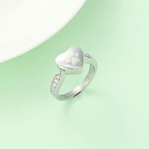 Bague commémorative cœur en argent 8mm pour cendres de chien et chat - 6