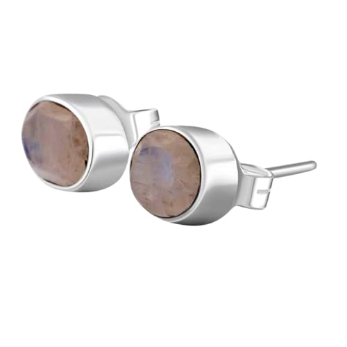 Boucles d'oreilles pierre de lune naturelle cadeau unisexe en argent