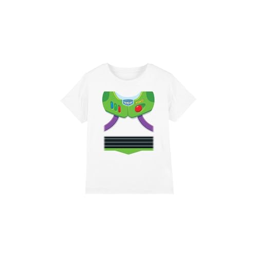 Toy Story Boys Buzz Lightyear Costume Unisex Kids T-Shirt, White, 7-8 Years UK