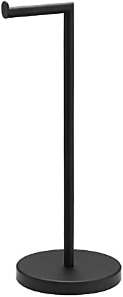 POKIM Matte Black Toilet Paper Holder Stand 2.0 for Bathroom Floor Freestanding TP Roll Storage 304 SUS Stainless Steel Rustproof Pedestal Lavatory Tissue Handle