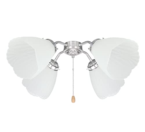 Image of Aspen Creative 23042-4 Transitional Frosted Ceiling Fan Glass Shade.2-1 /8 inchFitter.Size:4-3 /4 inchD x 5-1 /8 inchH.4Pcs /Pack