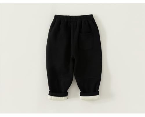 Meufam Boys and GirlsWinter Warm Solid Color Pockets Jogger Pant Fleece Lined Elastic Waist Sweatpants3