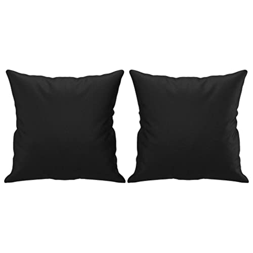 vidaXL Faux Leather Throw Pillows- Black Square Elegant Decorative Cushions with PP Cotton Filling for Couch and Bed, Set of 2