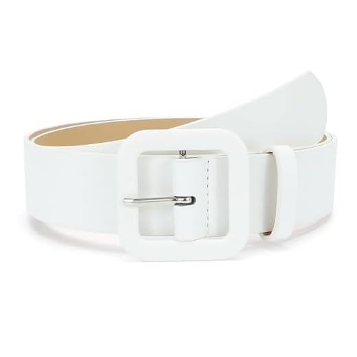 XFSRG Ceinture Femme Cuir Élégante Large Boucle pour Tenues Décontractées et Formelles (Blanc)