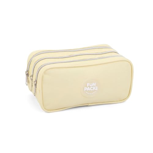 Estojo Triplo Feminino Escolar Moderno e Espaçoso Organizador (Amarelo)